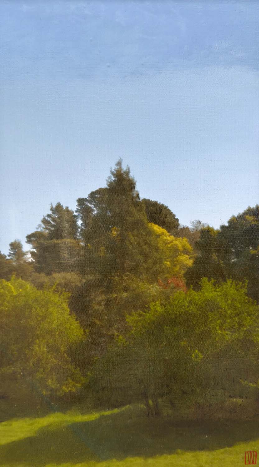 A garden of inheritance speaking of repeated hands, oil on linen, 76x41cm 2026