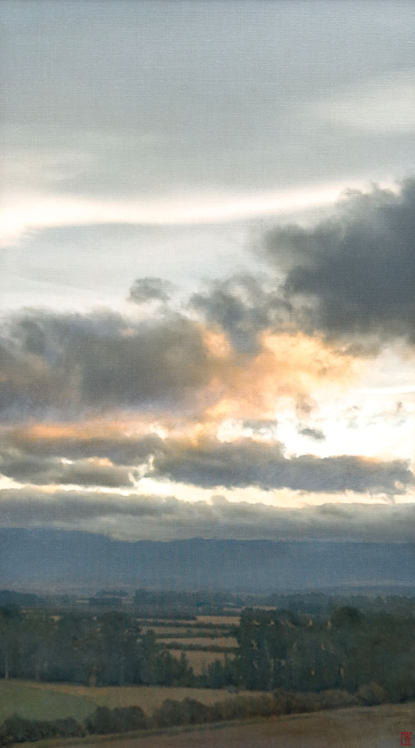 Distance sharpens thought, what is far becomes exact, oil on linen, 137x76cm 2026