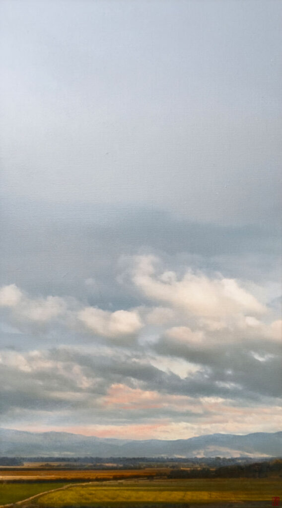 Gold Light Spilling Through Open Country, oil on linen, 137x77cm 2026
