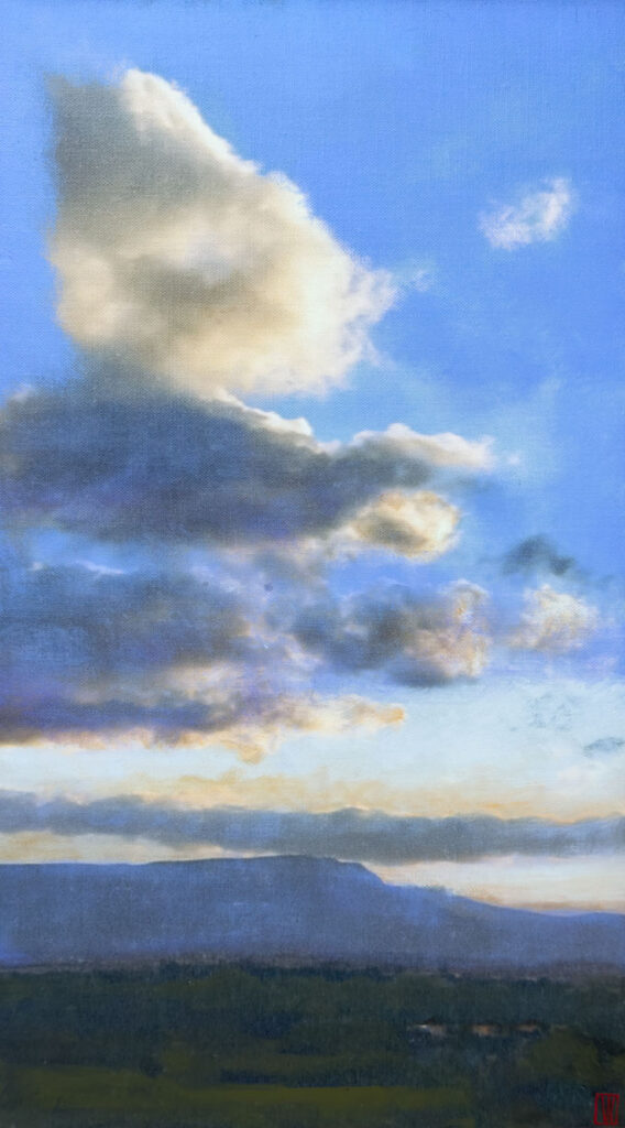 Leaning into Weather, oil on linen, 77x41cm 2026