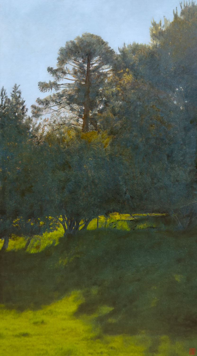Light insists, dark replies, neither wins, oil on linen, 137x76cm 2026