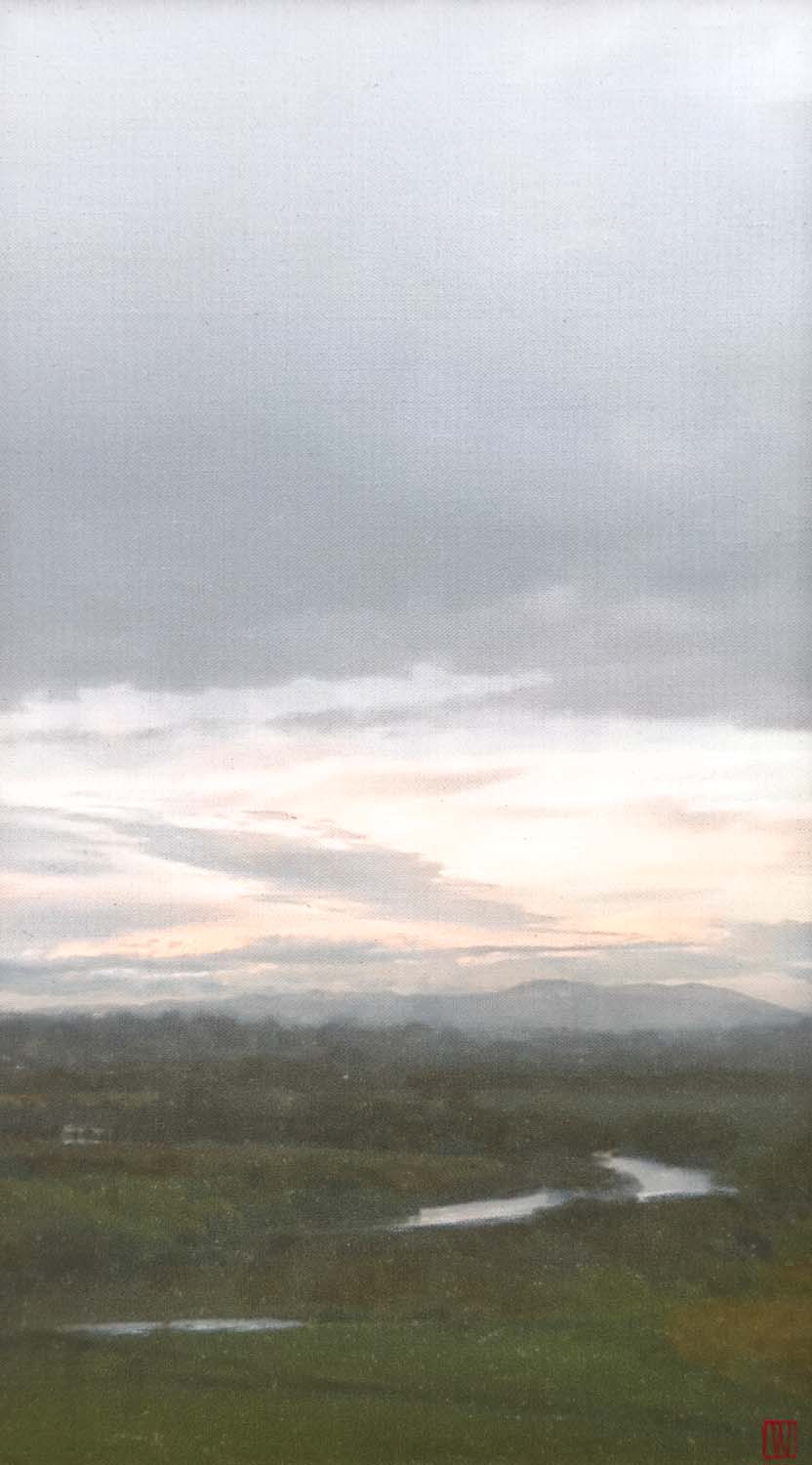 Nothing hides here, yet everything resists summary, oil on linen, 76x41cm 2026