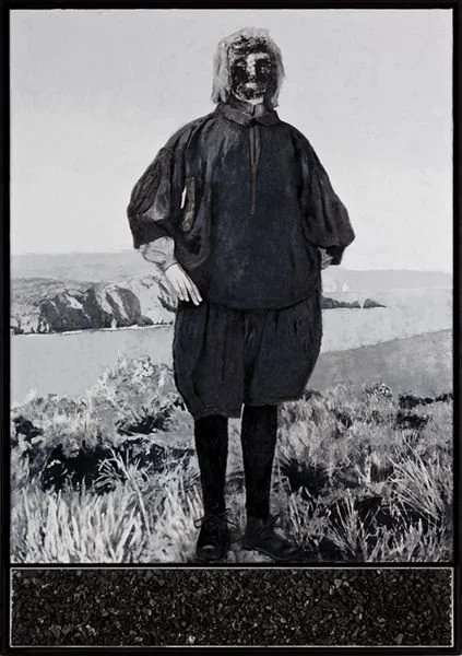 LUKE WAGNER, A Different History, Bruny Island, Tasmania, 1793, Oil, Wax and Adventure Bay Charcoal on Linen, 106 x 150 cm