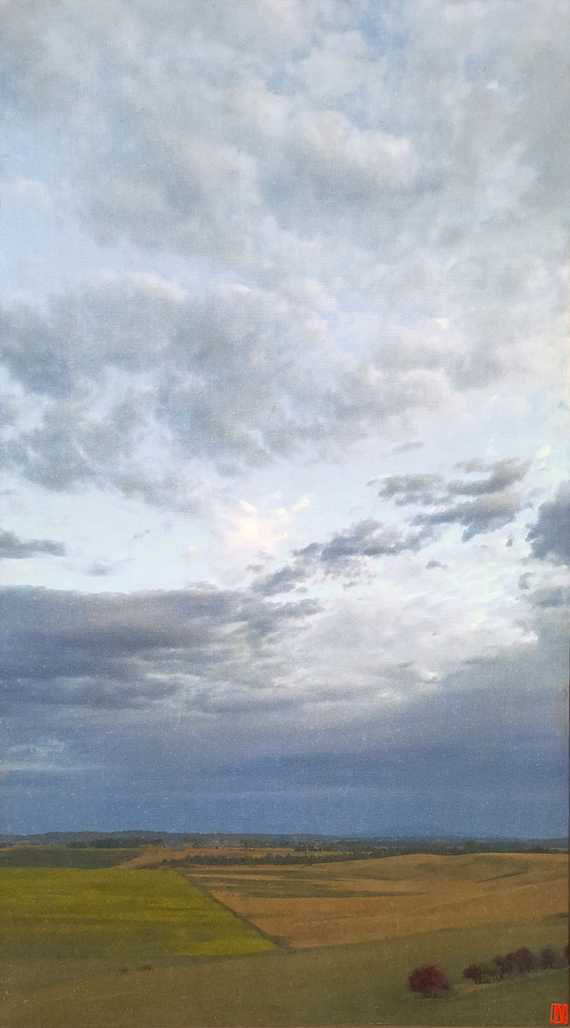 Darkening lands, oil on linen, 137x76cm 2024