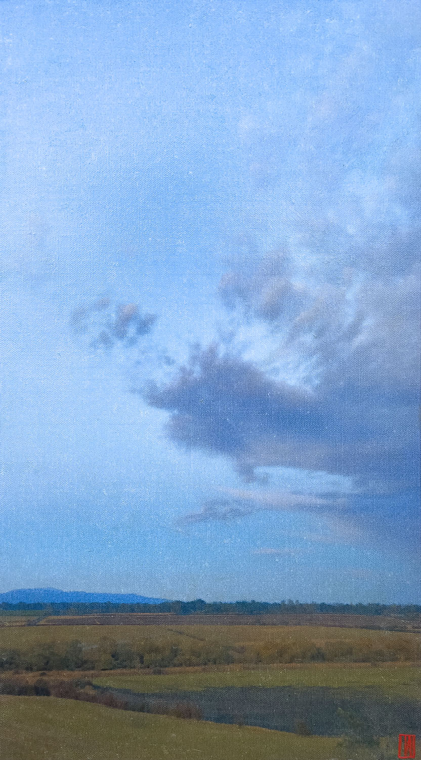 Daylights transience, oil on linen, 76x41cm 2024