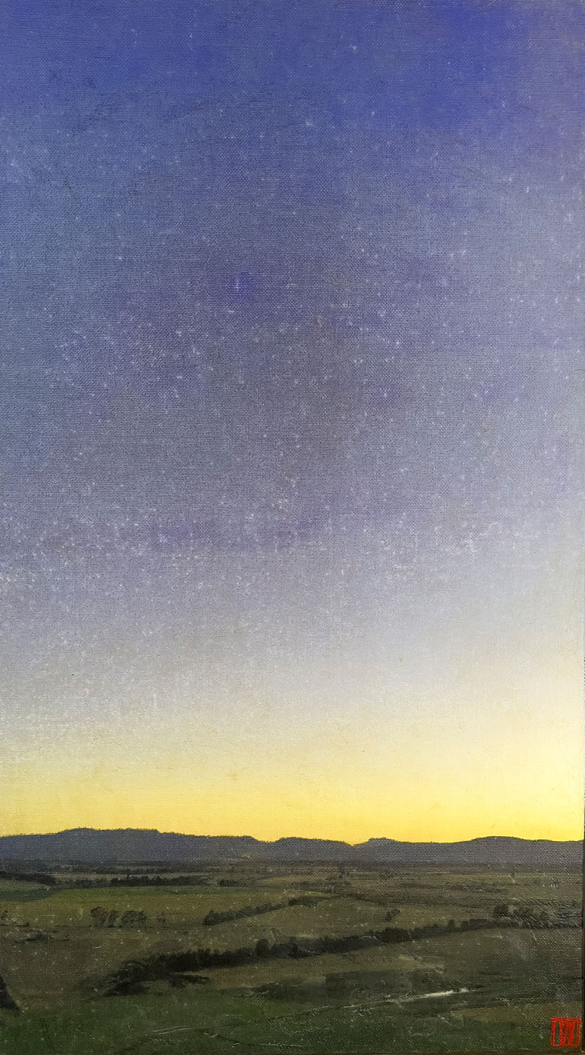 Lights lingering tones disperse, oil on linen, 76x41cm 2024