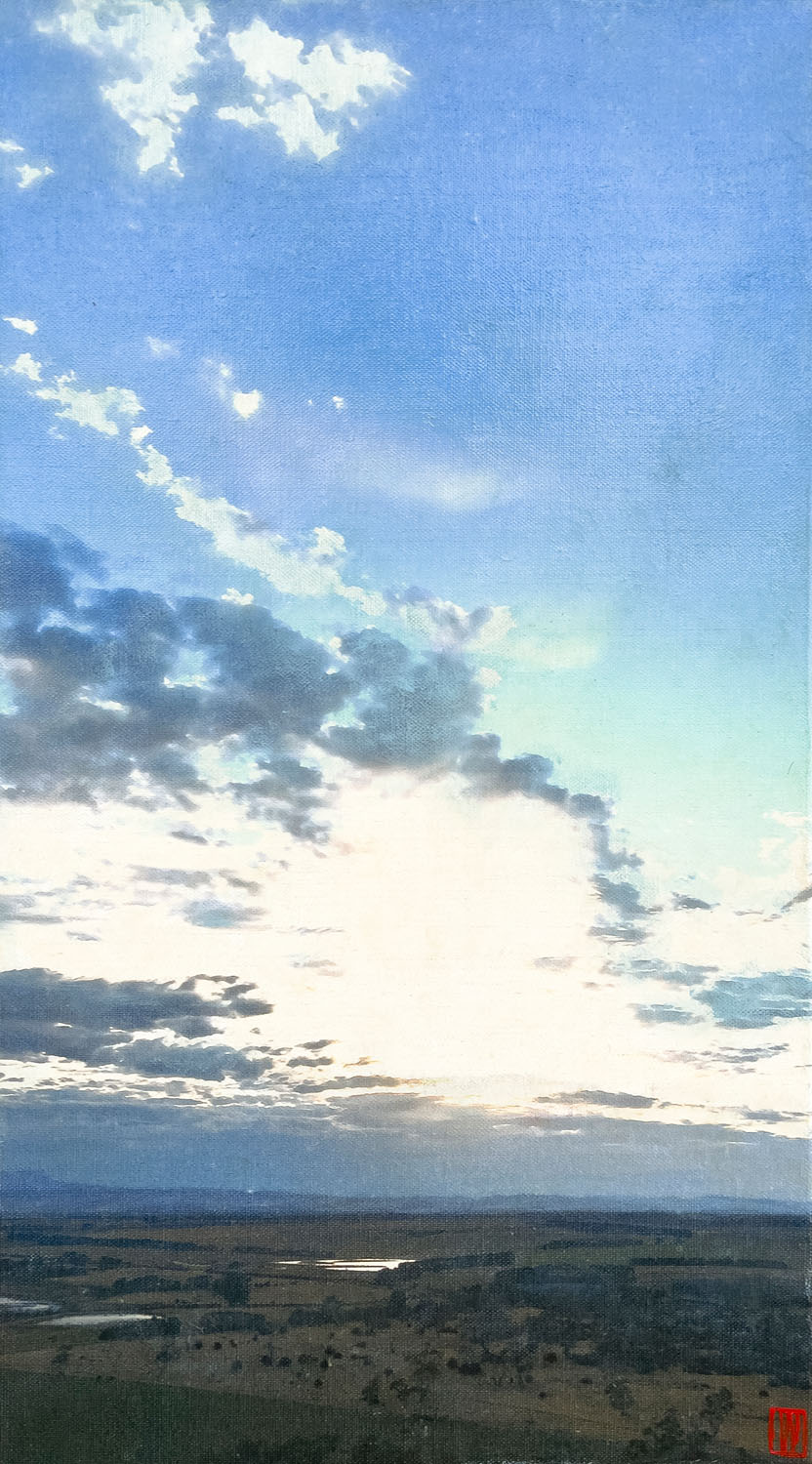 Lights turncoat margin, oil on linen, 76x41cm 2024