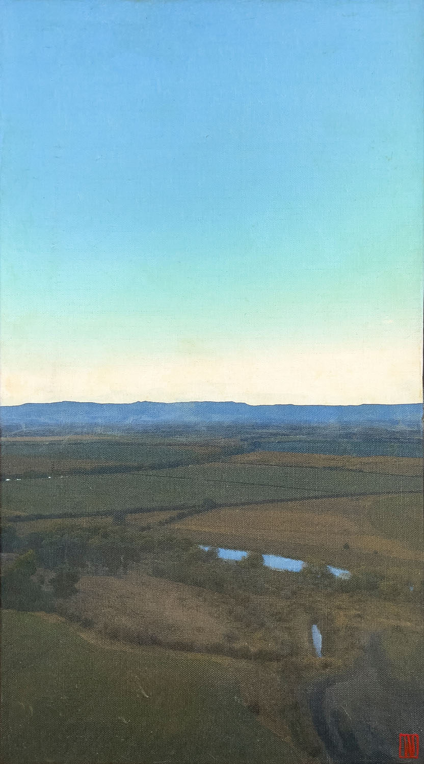 Shadows one by one, oil on linen, 76x41cm 2024