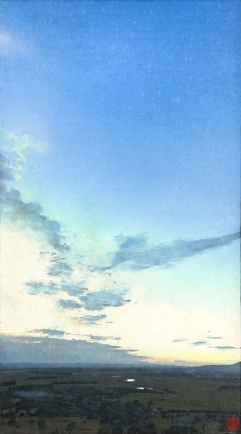 Skin of sunset, oil on linen, 76x41cm 2024