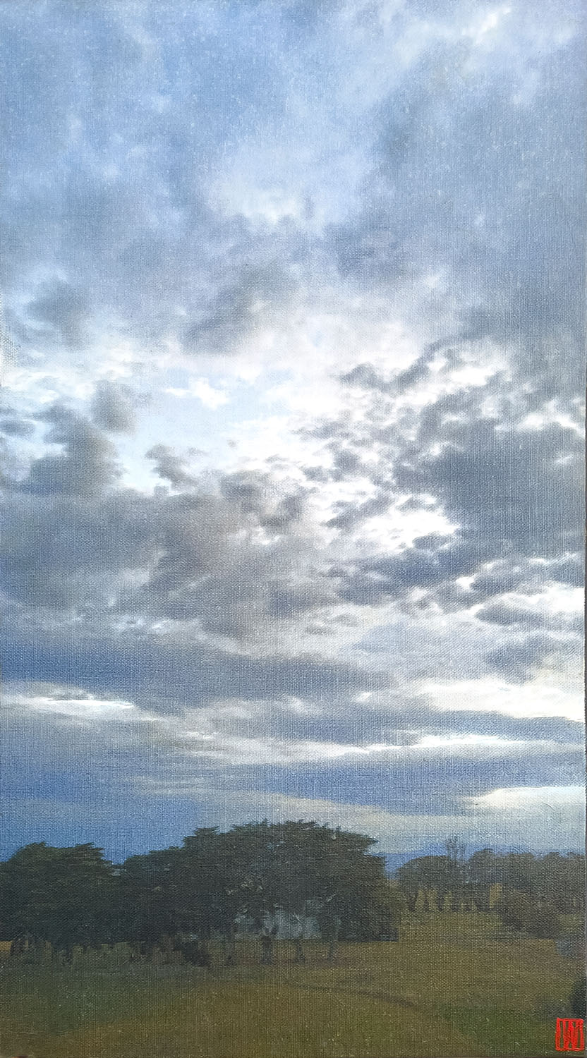 The moon is gone, oil on linen, 75x41cm 2024