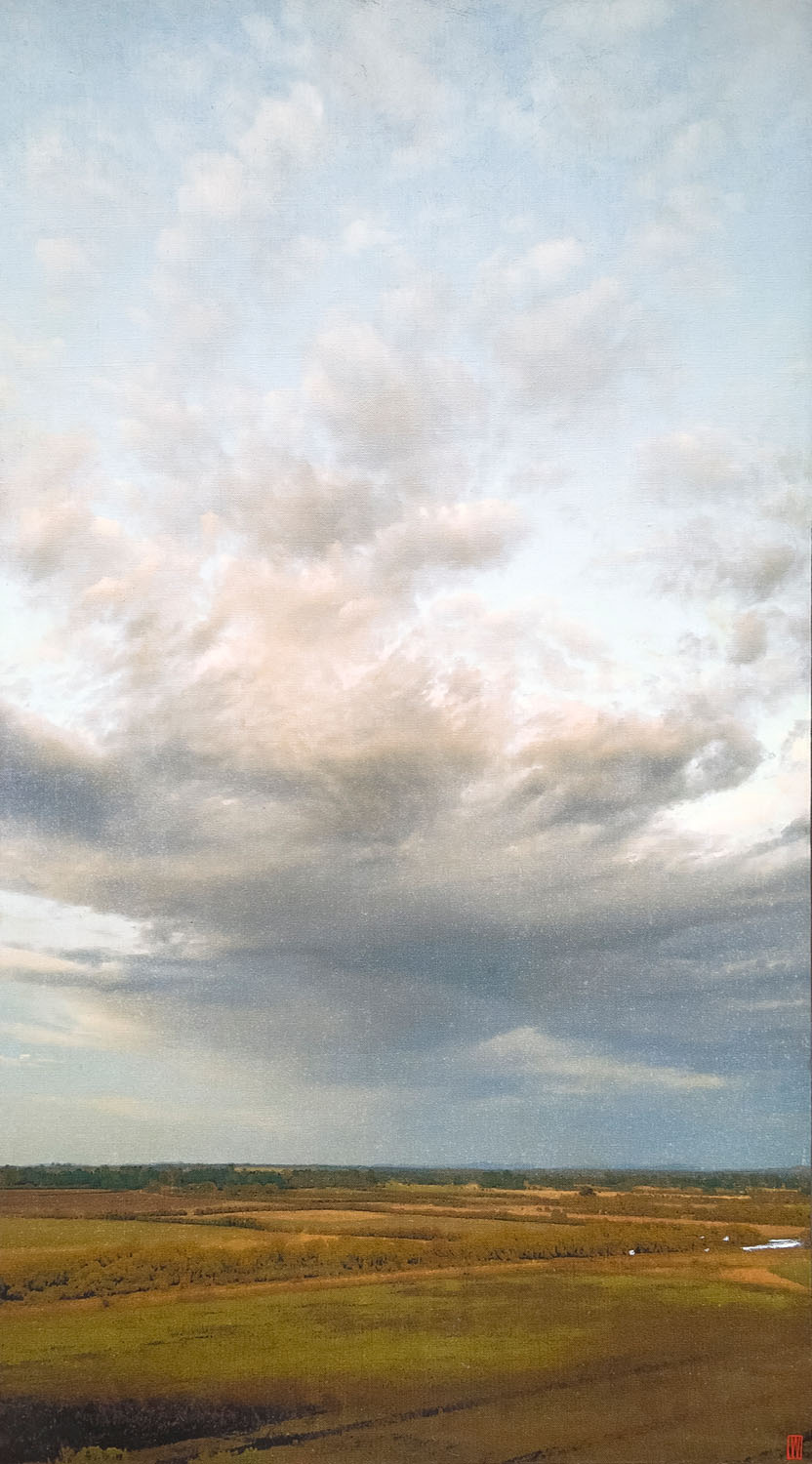 Whispering of the sleepless mind, oil on linen, 137x76cm 2024